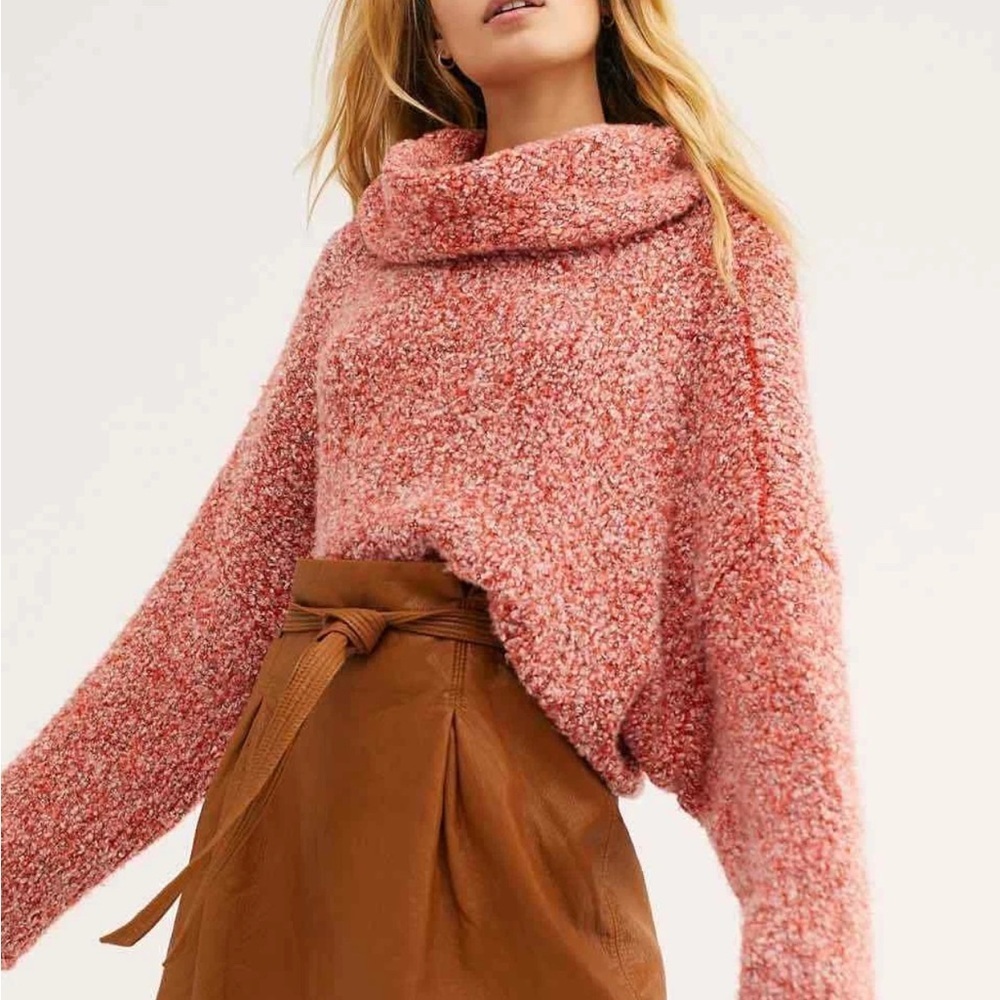 Free People Pink Cowl Neck Sweater - Picture 1 of 7
